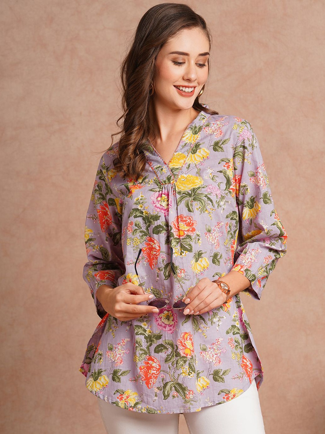 

FASHOR Printed Tunic, Lavender