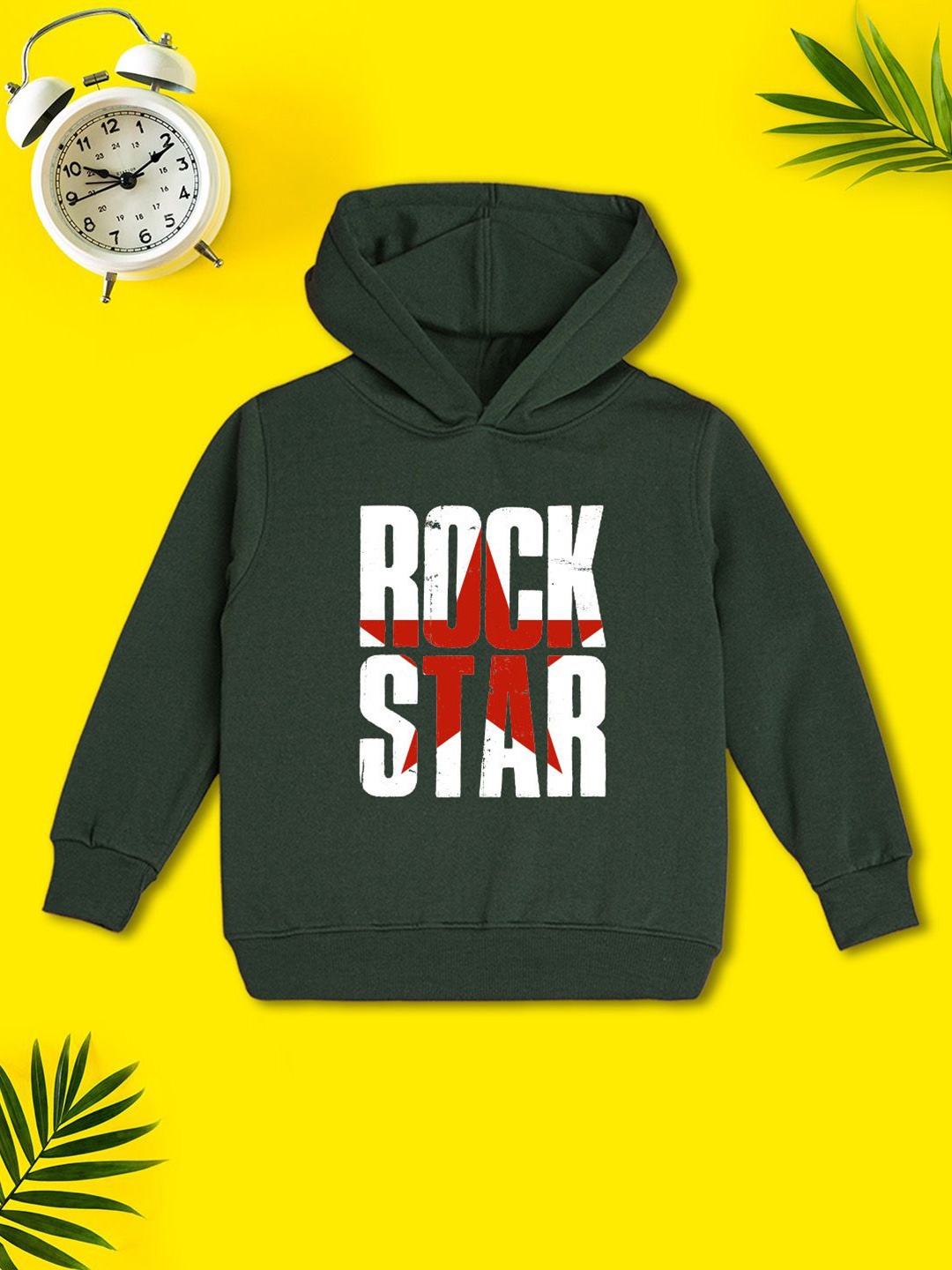 

NUSYL Boys Printed Hooded Sweatshirt, Green