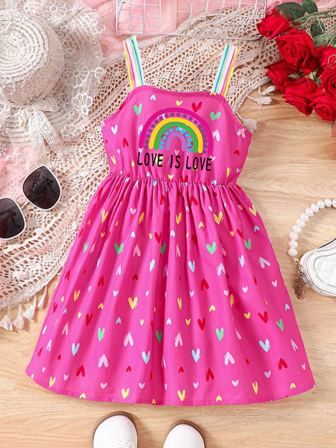 

INCLUD Print Fit & Flare Dress, Pink