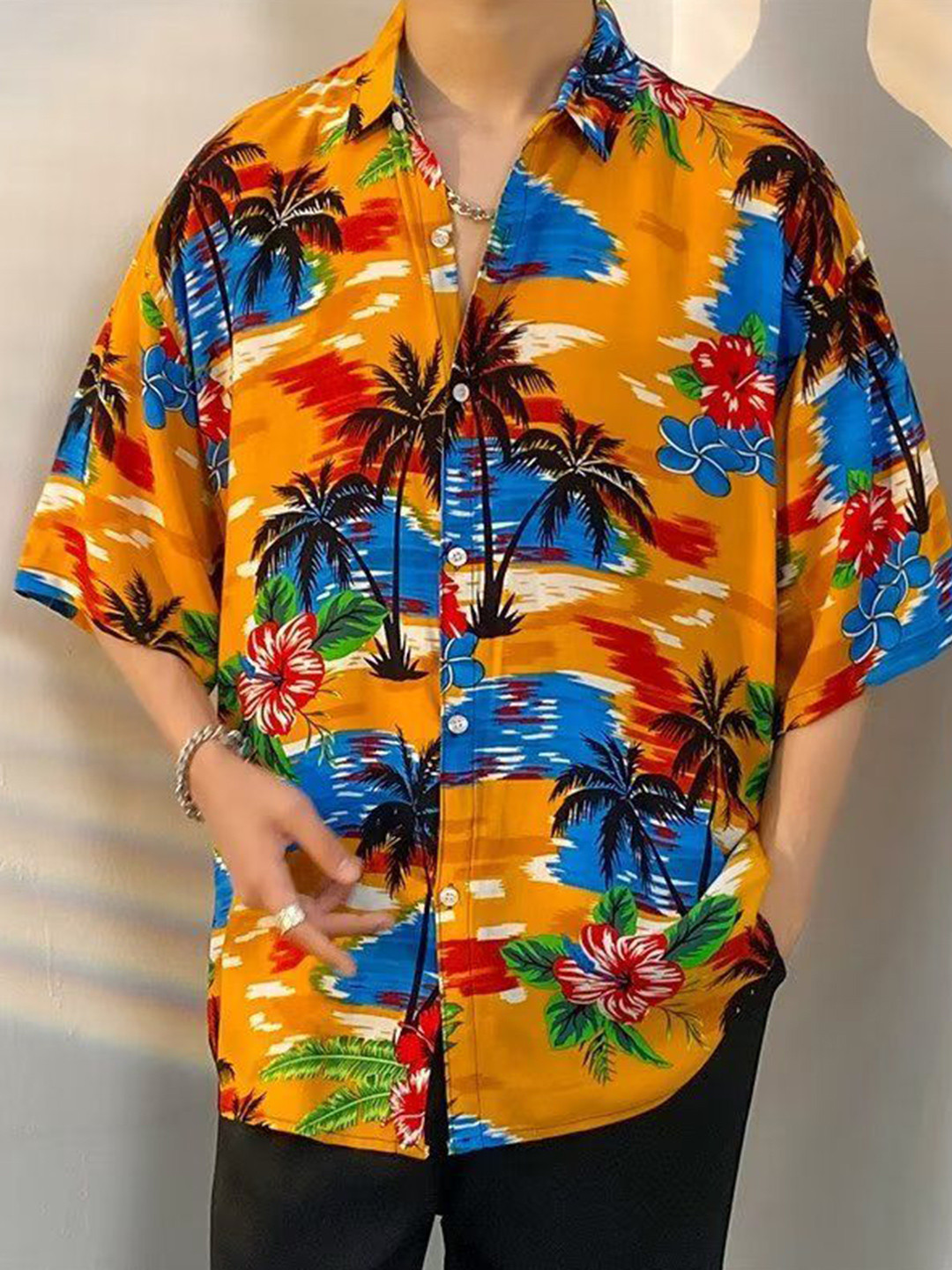 

StyleCast Men Floral Opaque Printed Casual Shirt, Mustard