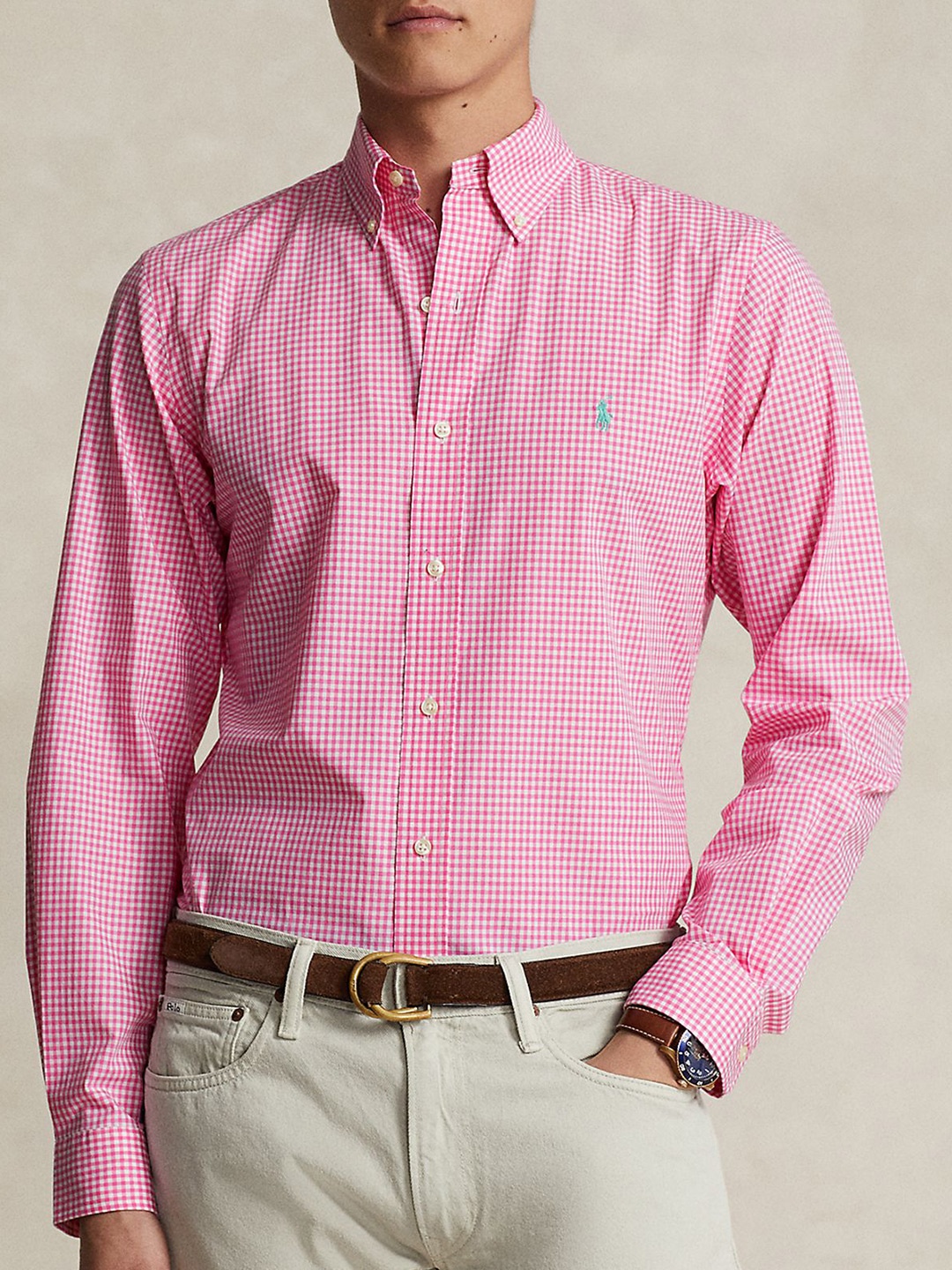 

Polo Ralph Lauren Custom Fit Gingham Stretch Poplin Shirt, Pink