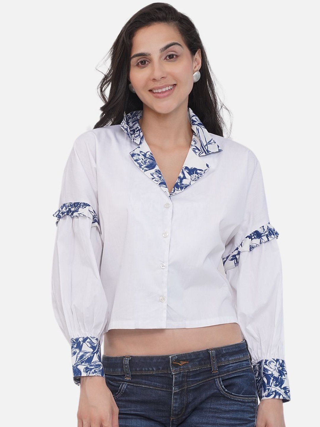 

bellamia Women Solid Shirt Collar Cotton Top, White