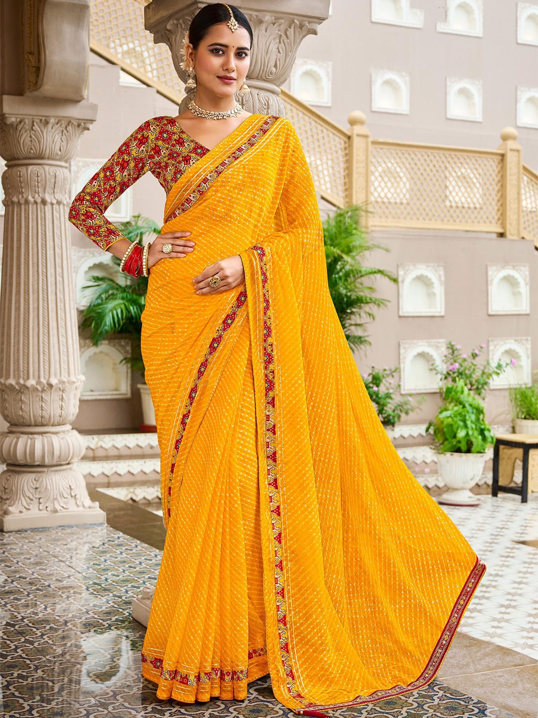 

Laxmipati Leheriya Saree, Yellow