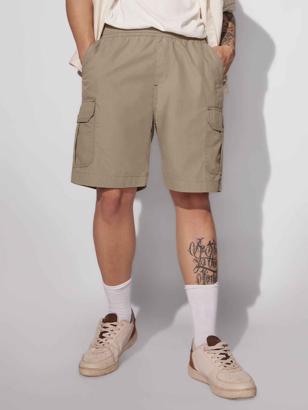 

The Souled Store Men Mid-Rise Cargo Shorts, Brown