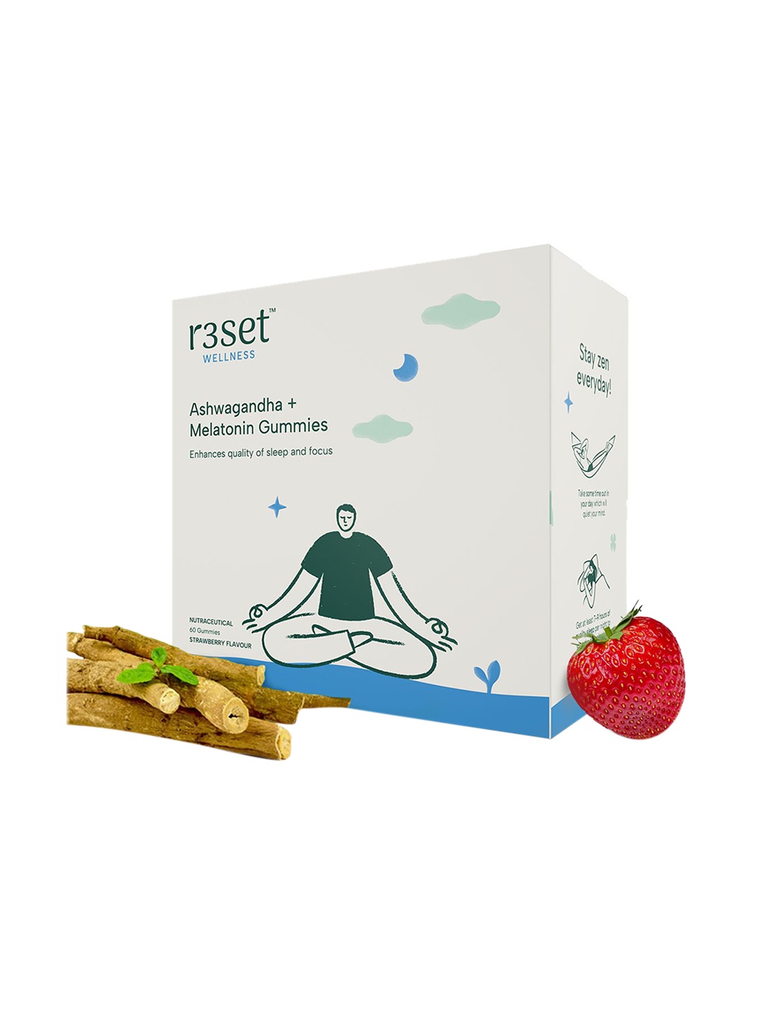 

R3SET Ashwagandha & Melatonin Gummies - 60 Gummies, Maroon