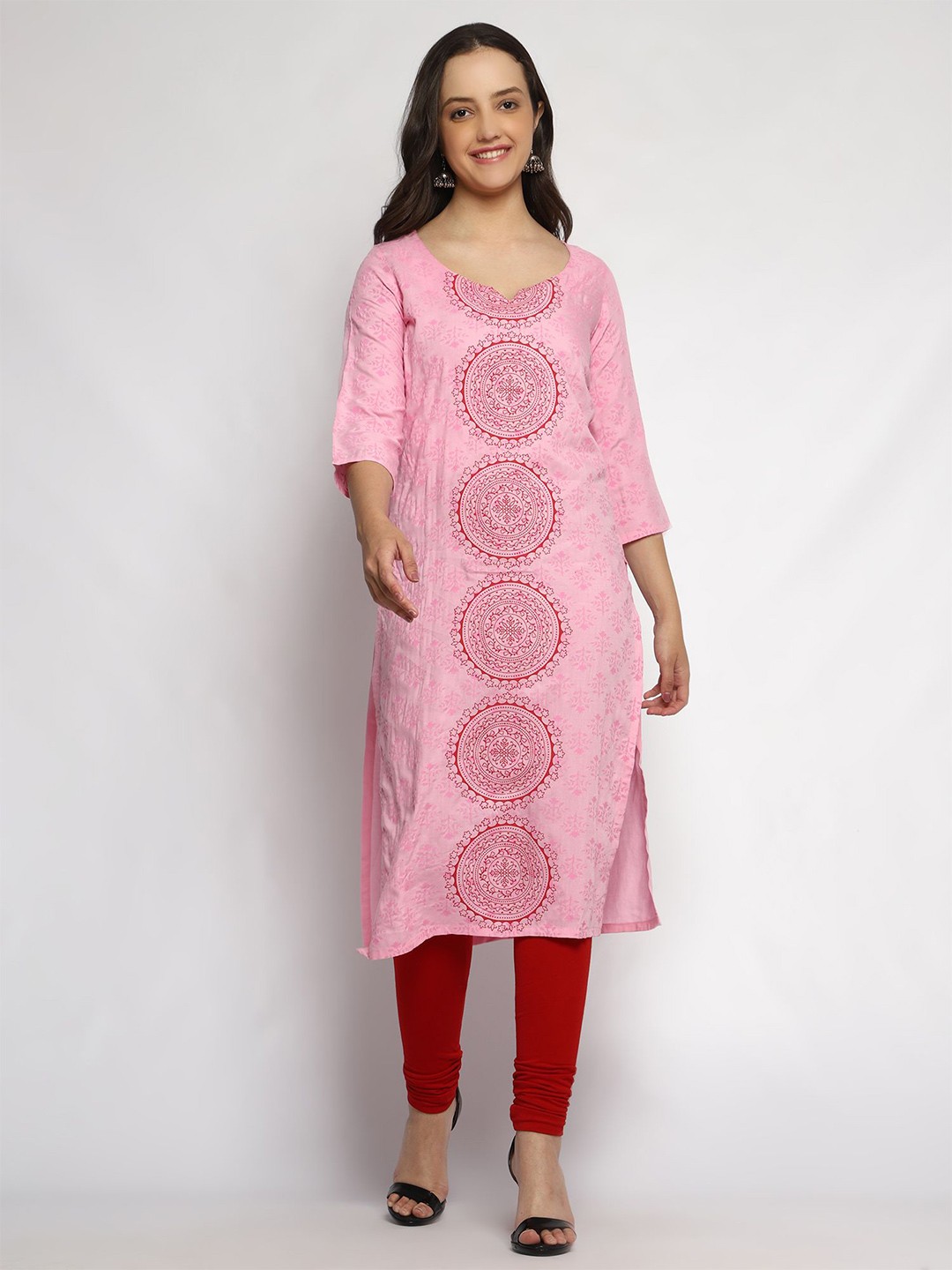 

Bhuja Printed Straight Kurta, Pink