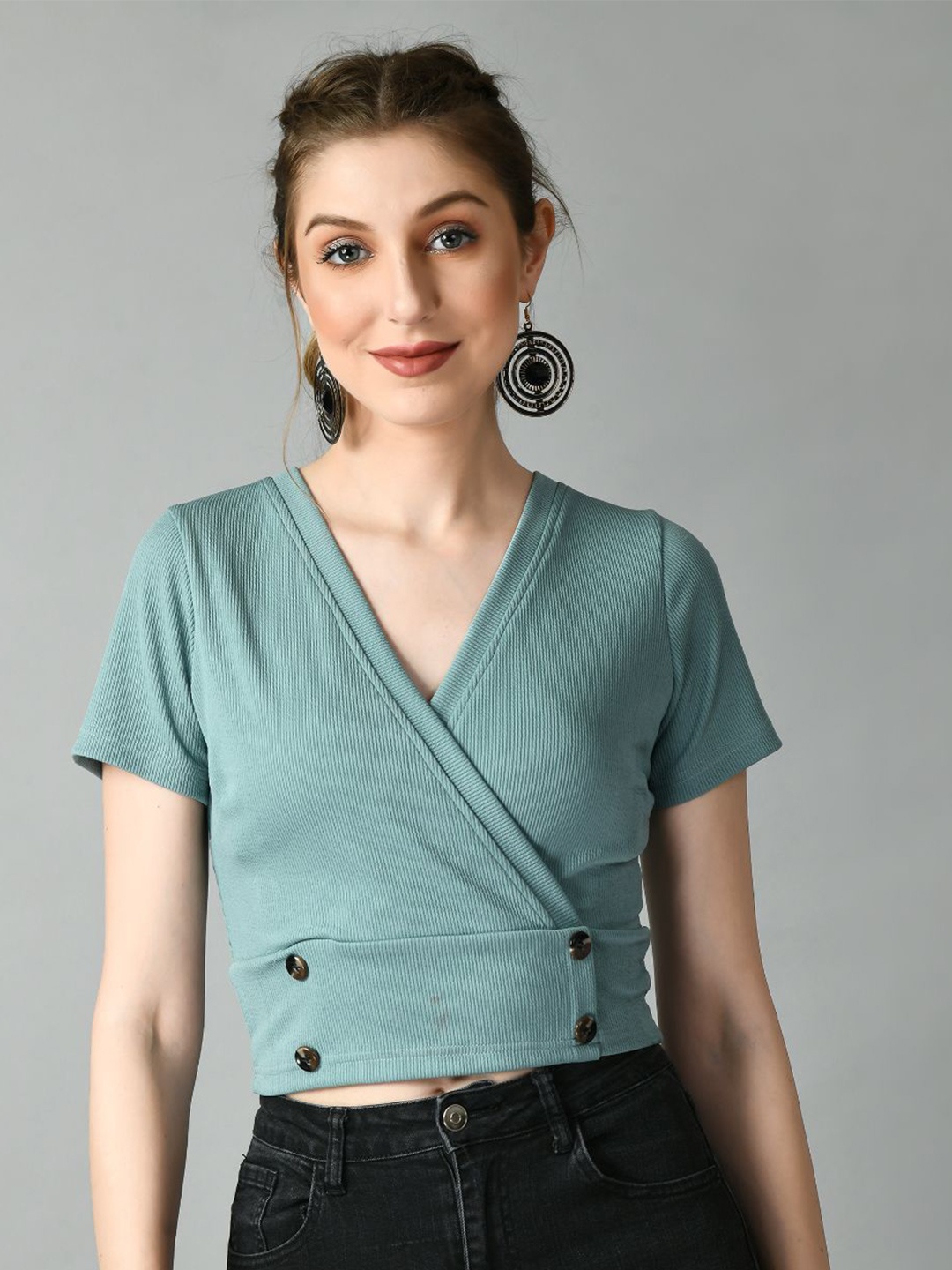 

BAESD Wrap Crop Top, Green