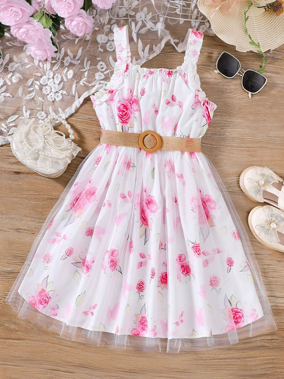 

INCLUD Floral Print Fit & Flare Dress, Pink