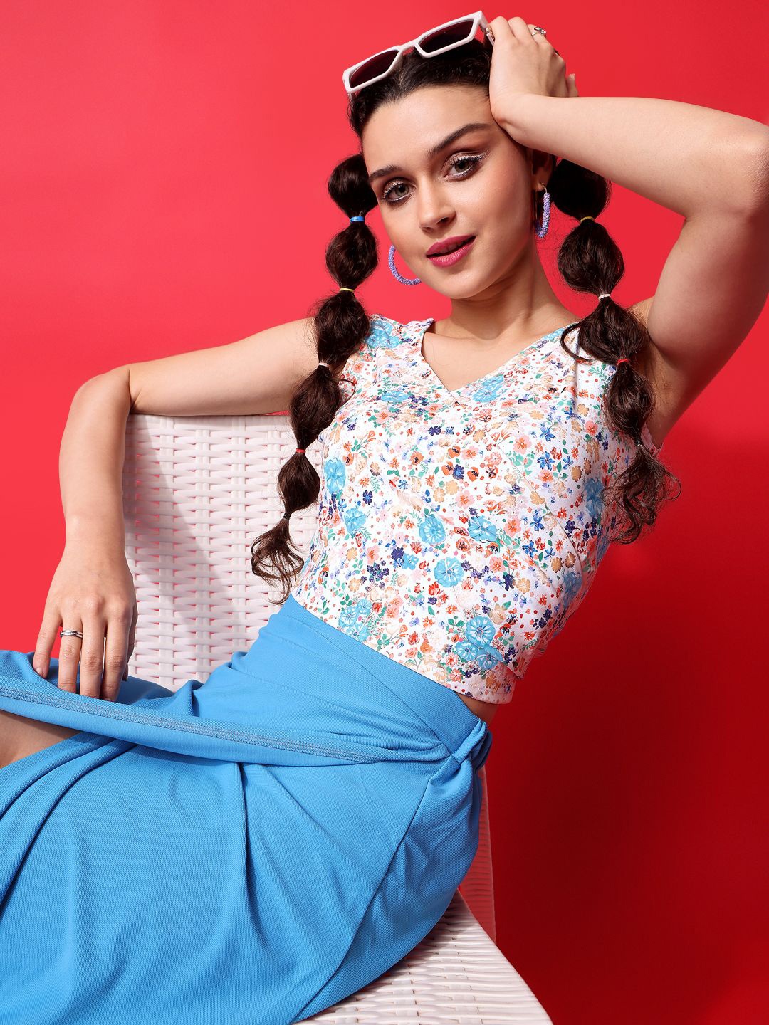 

PURVAJA Floral Print Top, Multi