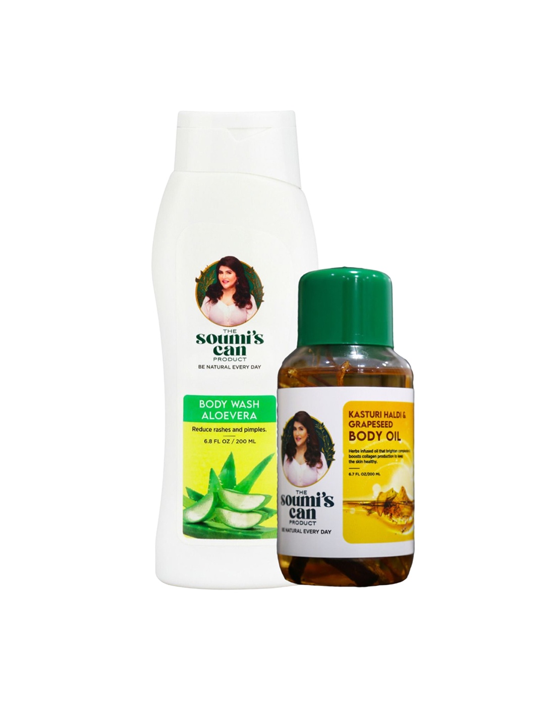 

THE SOUMI'S CAN PRODUCT Body Wash Aloevera, Kasturi Haldi & Grapeseed Body Oil- 400ml, Brown