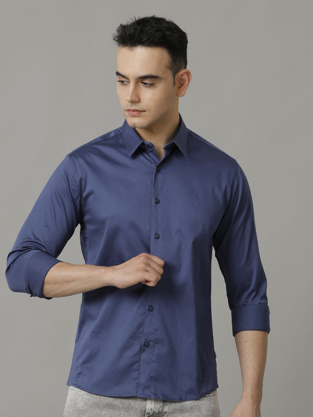 

Voi Jeans Men Slim Fit Opaque Casual Shirt, Blue
