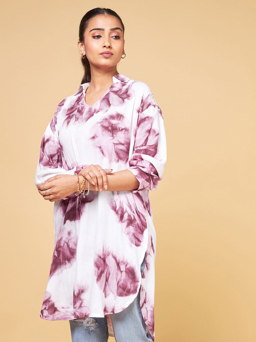 

Saaki Women Comfort Opaque Printed Casual Shirt, Off white