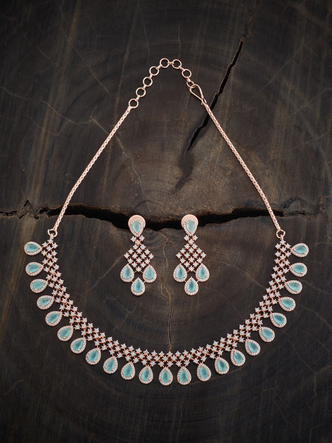 

Kushal's Fashion Jewellery Rose Gold-Plated Cubic Zirconia Studded Jewellery Set