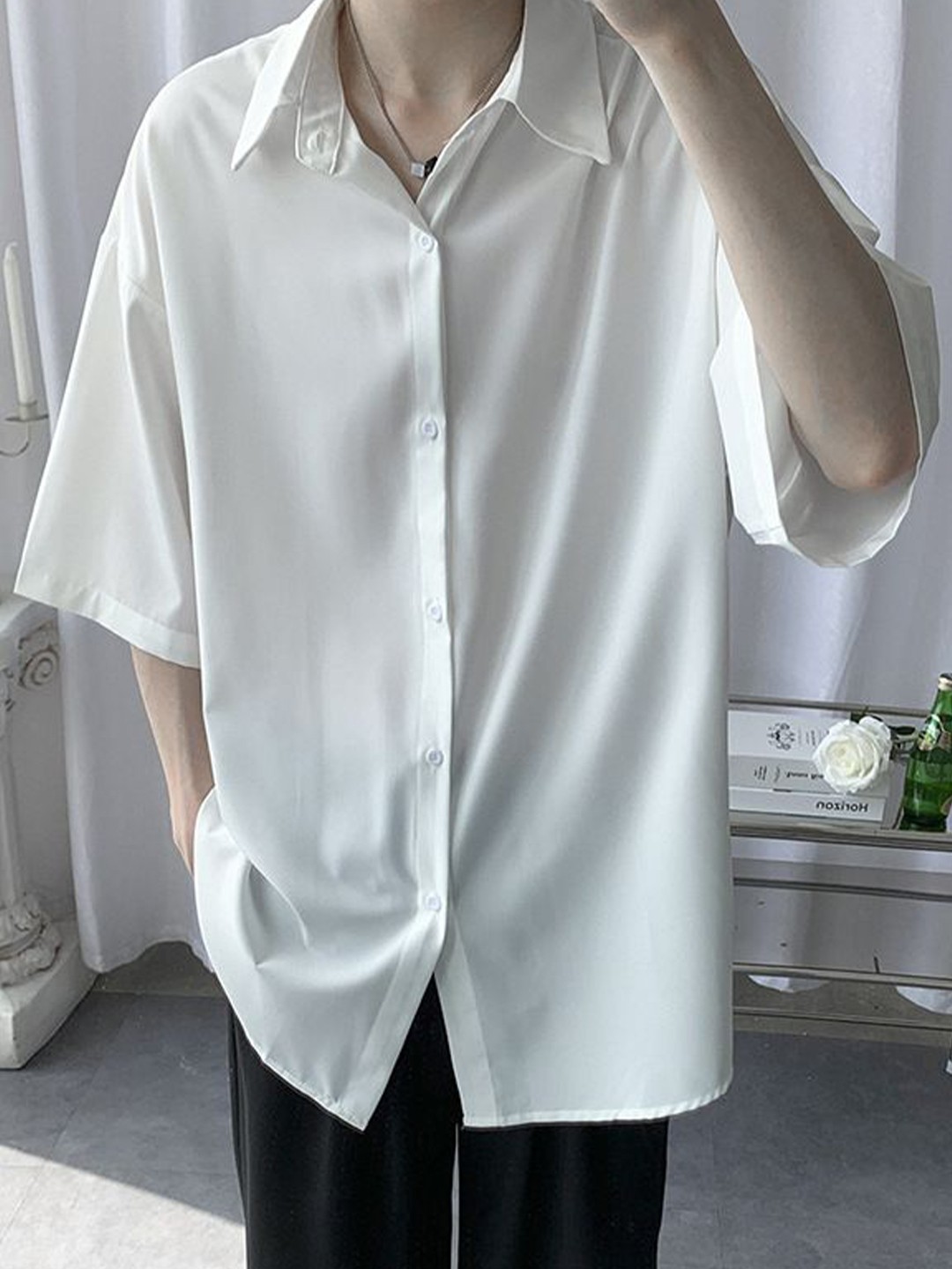

StyleCast Men Opaque Striped Party Shirt, White