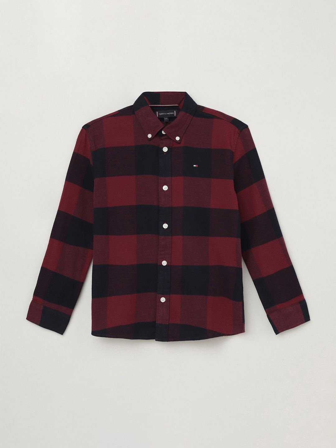 

Tommy Hilfiger Boys Buffalo Checks Opaque Checked Casual Shirt, Red