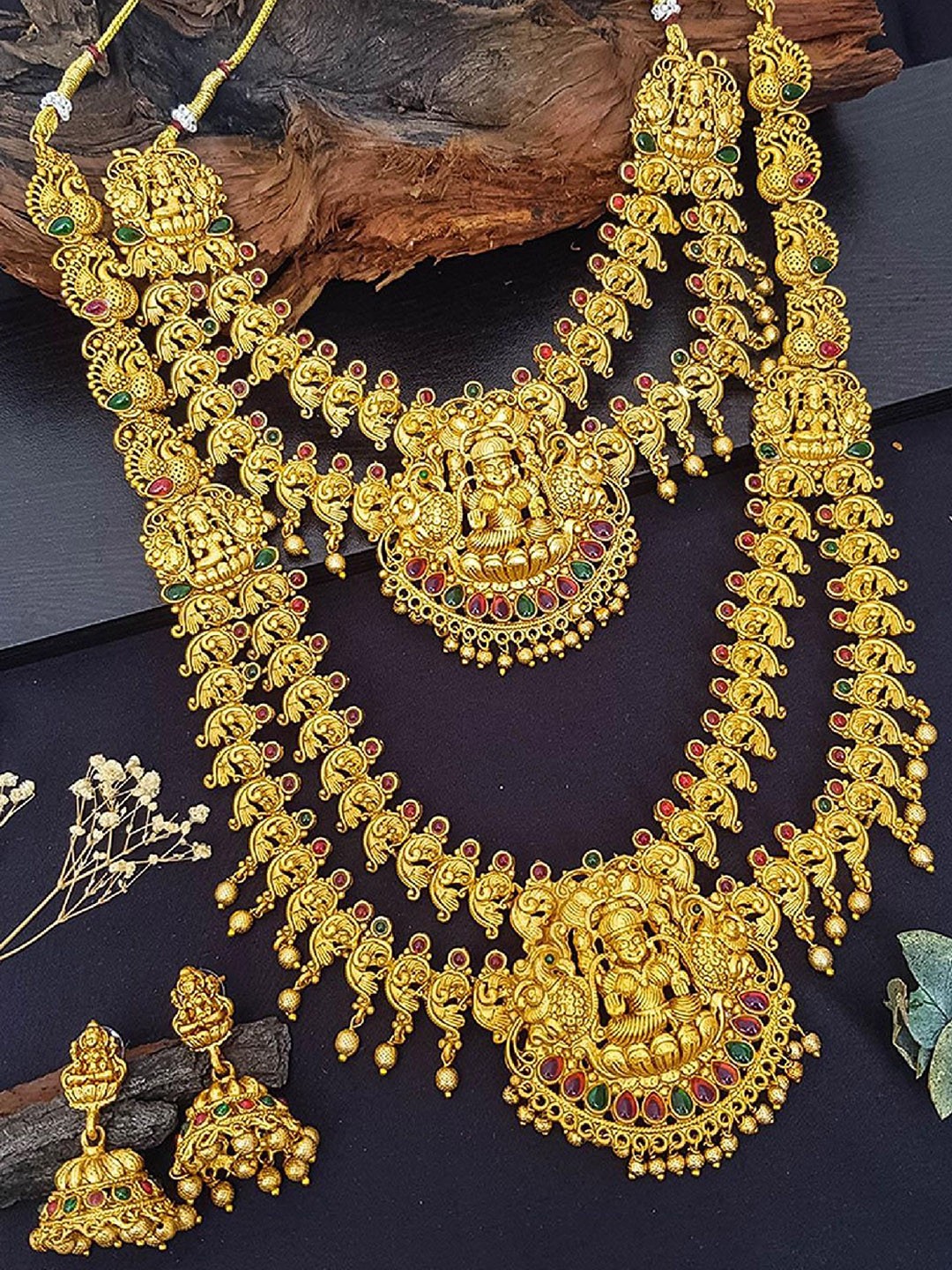 

GRIIHAM Gold-Plated Cubic Zirconia Studded Bridal Jewellery Set