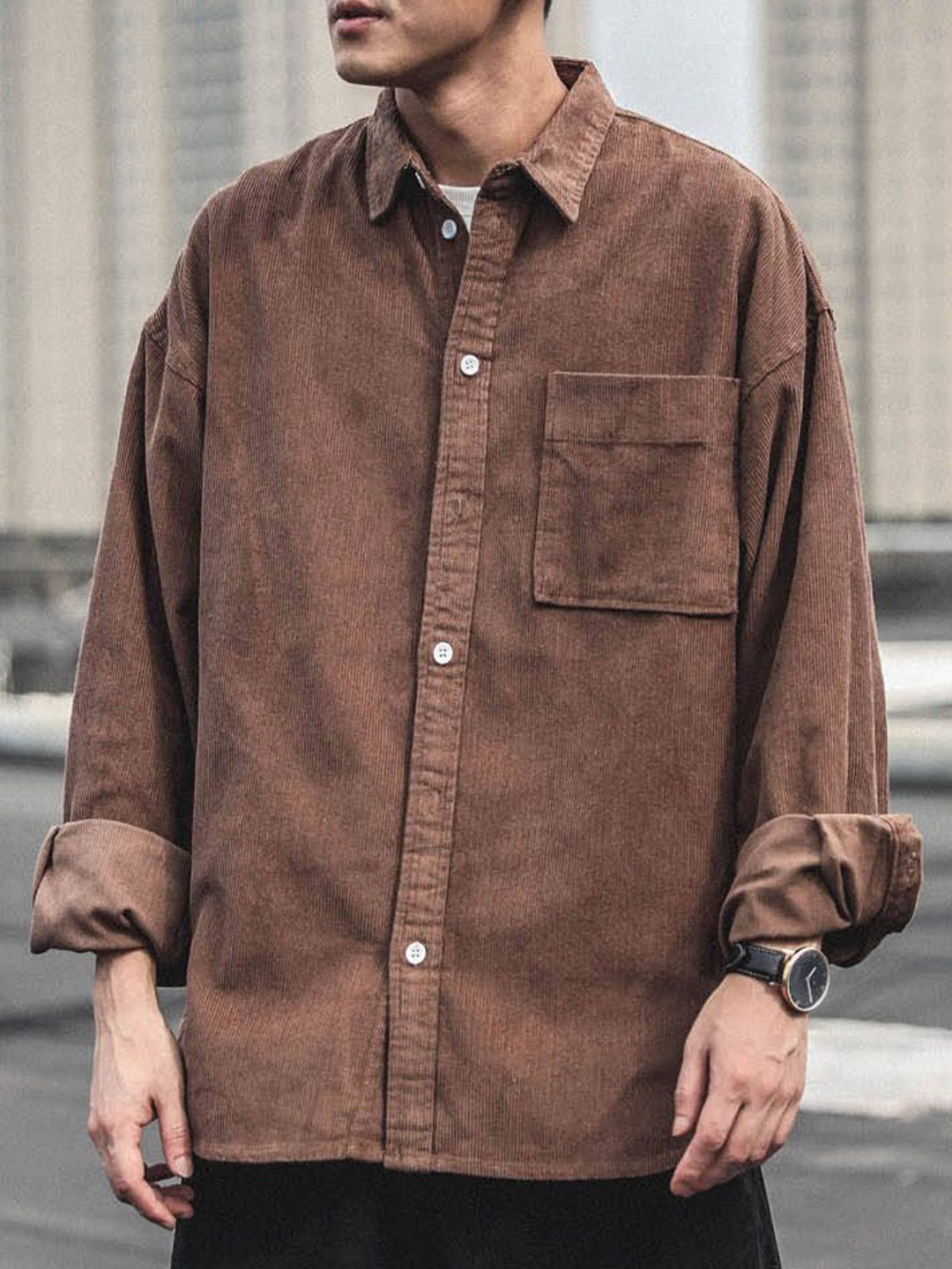 

StyleCast Men Horizontal Stripes Opaque Striped Casual Shirt, Brown