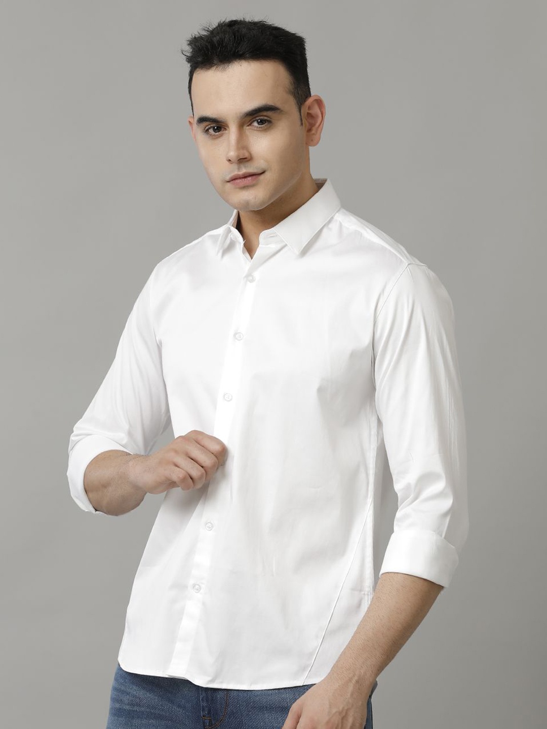 

Voi Jeans Men Slim Fit Opaque Casual Shirt, White