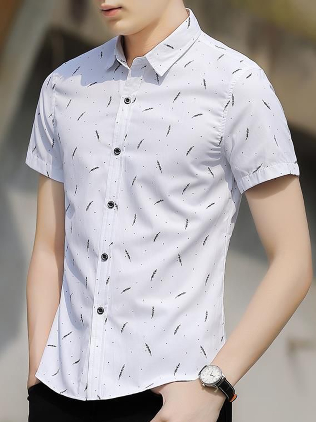 

StyleCast Men Slim Fit Opaque Printed Casual Shirt, White