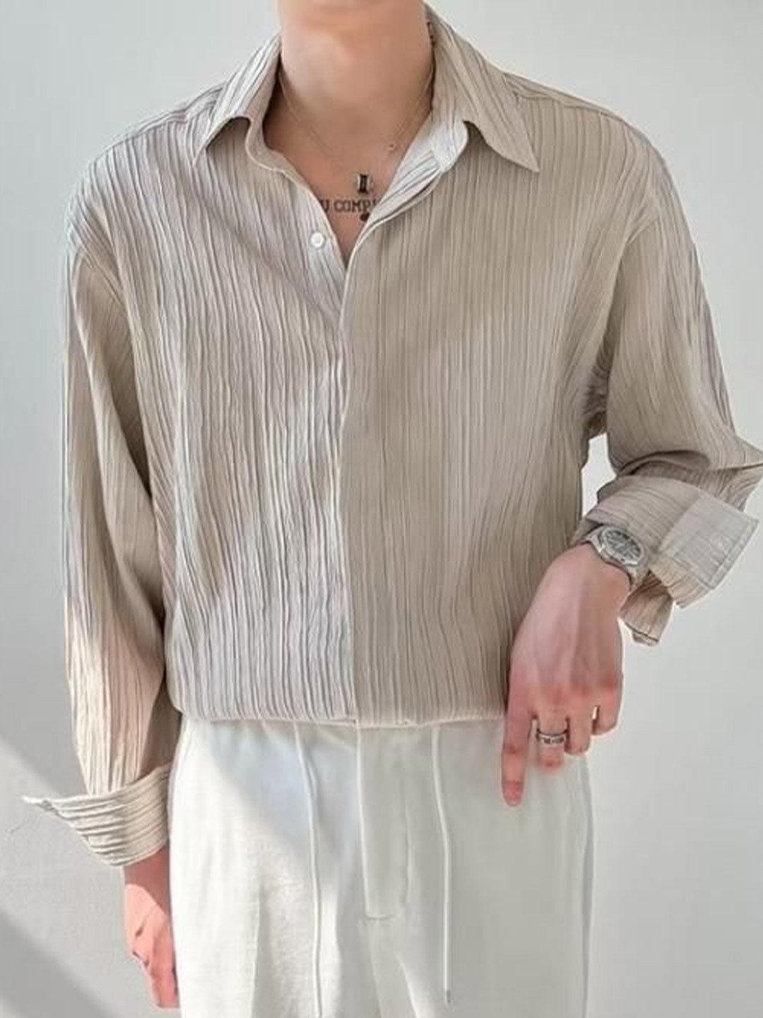 

StyleCast Men Opaque Striped Formal Shirt, Grey