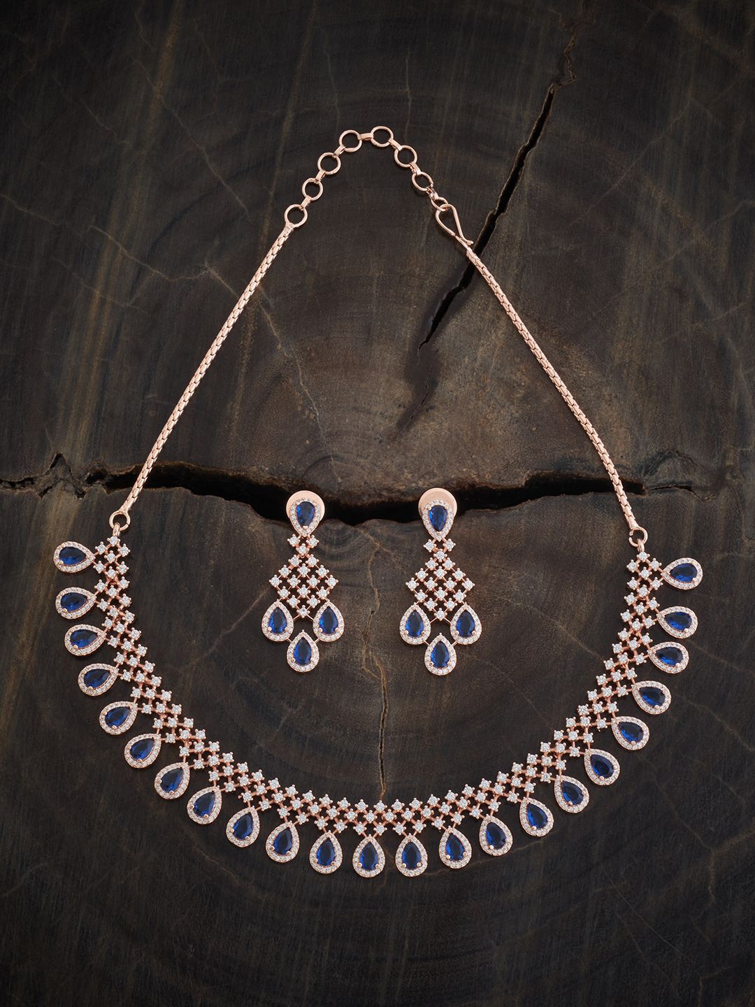

Kushal's Fashion Jewellery Rose Gold-Plated Cubic Zirconia Studded Jewellery Set