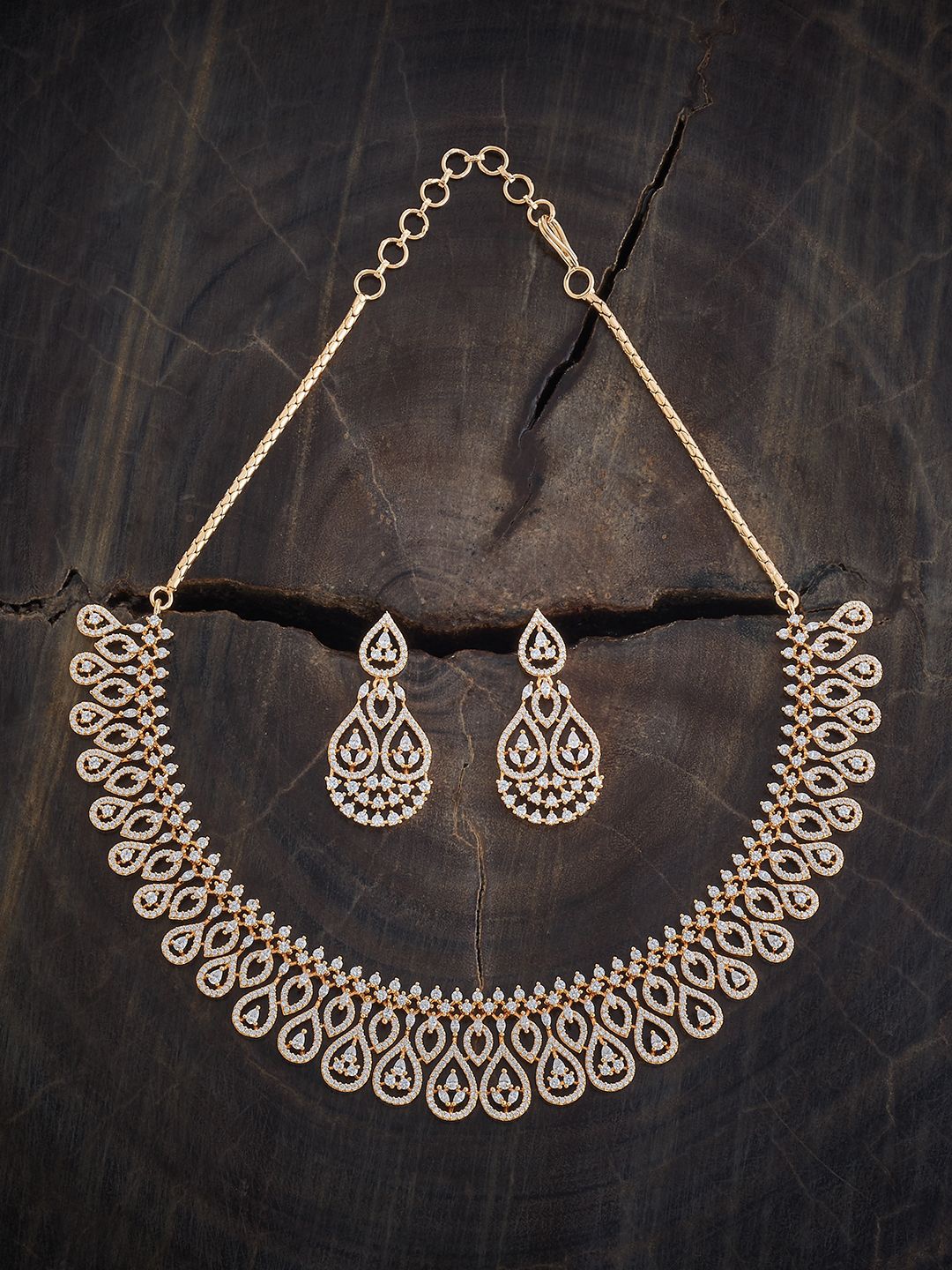 

Kushal's Fashion Jewellery Gold-Plated Cubic Zirconia Studded Jewellery Set