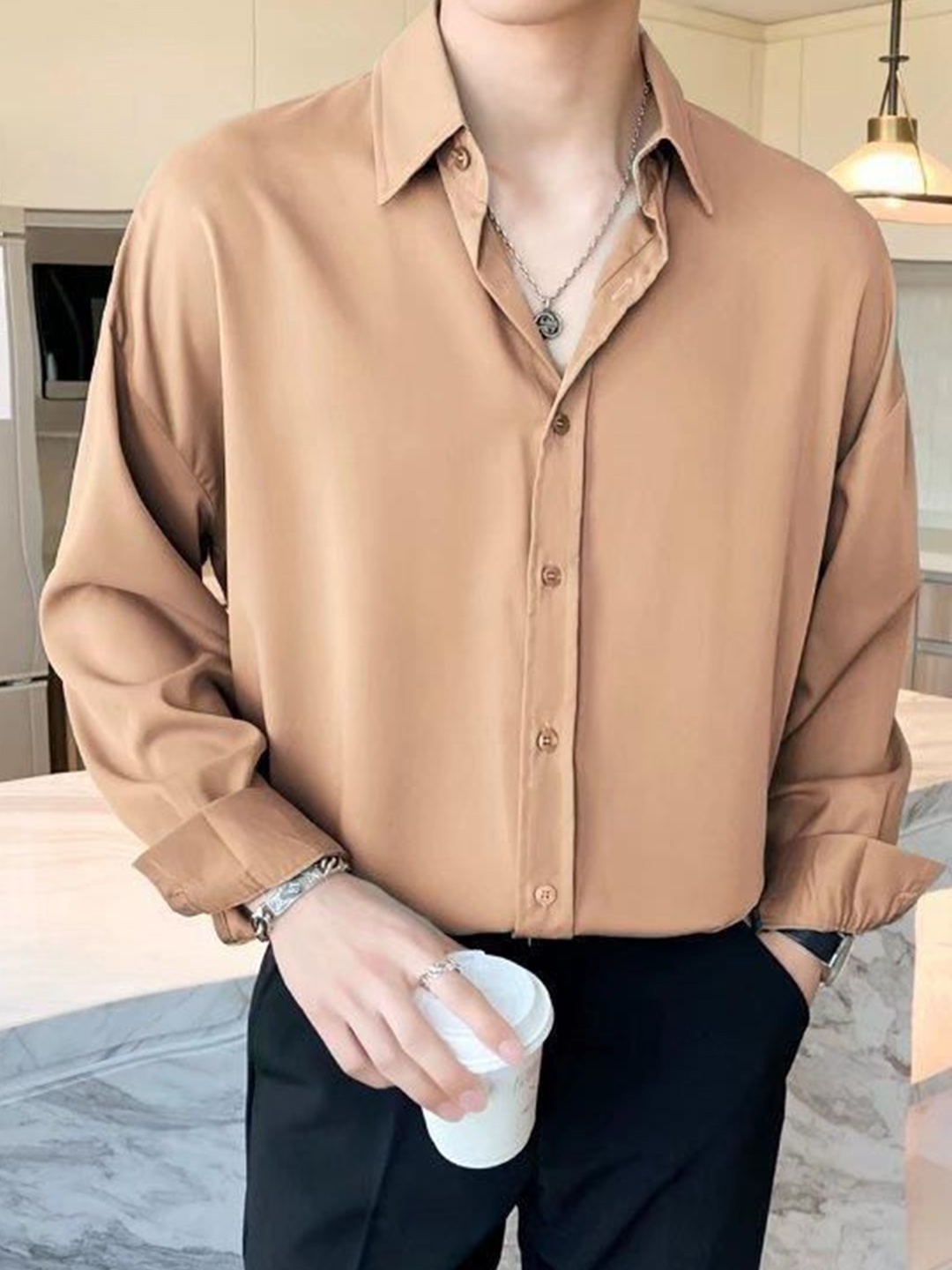 

StyleCast Men Opaque Formal Shirt, Rust