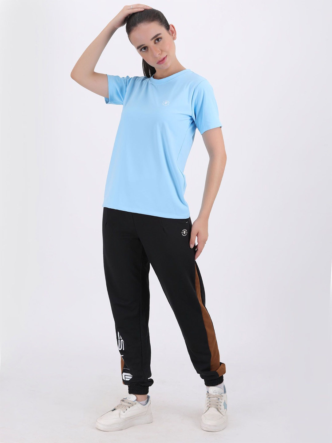 

M7 EMPIRE Women Solid Round Neck Top, Turquoise blue