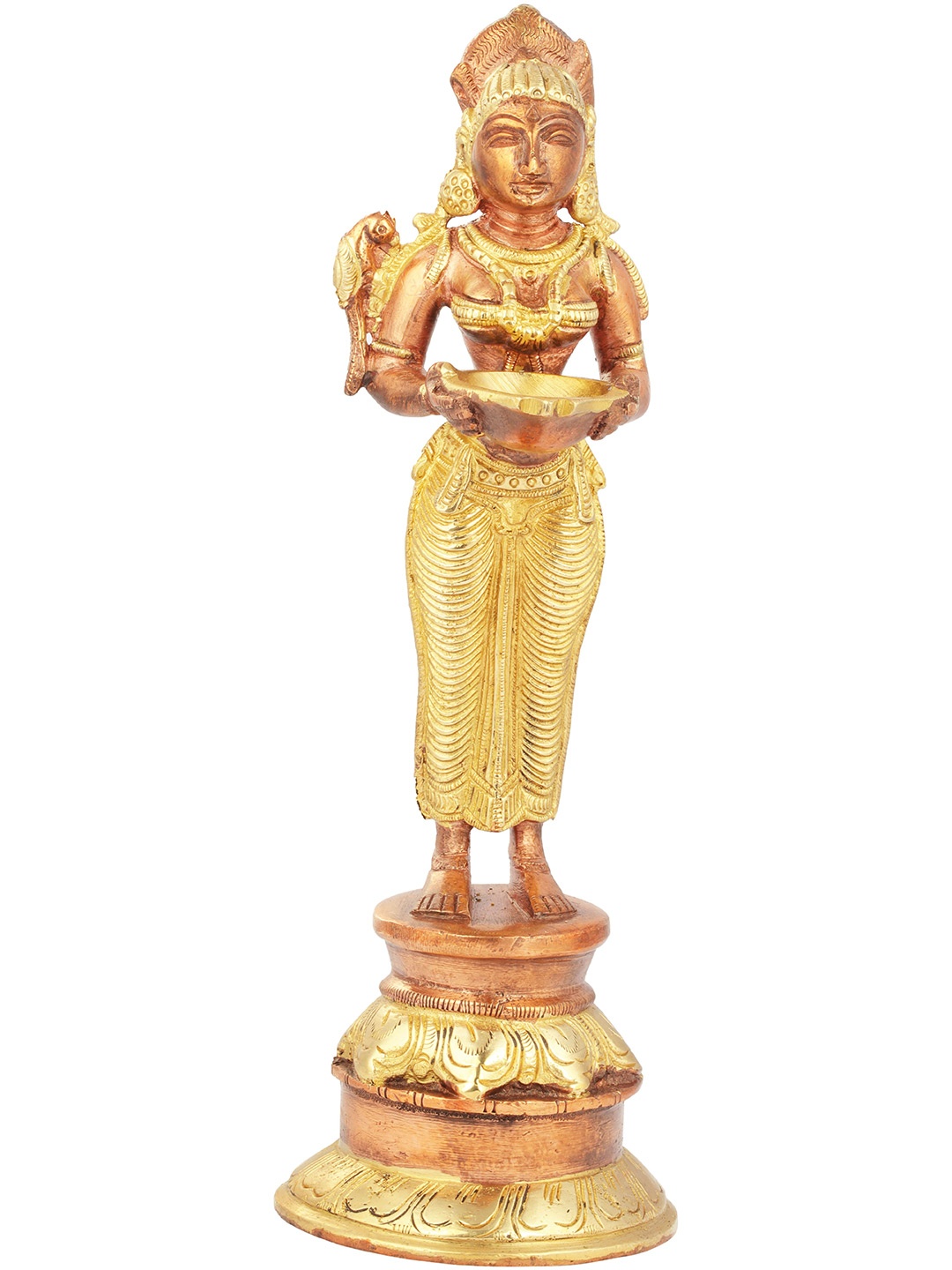 

Exotic India 10" Deepalakshmi in Brass - Made in India, Gold