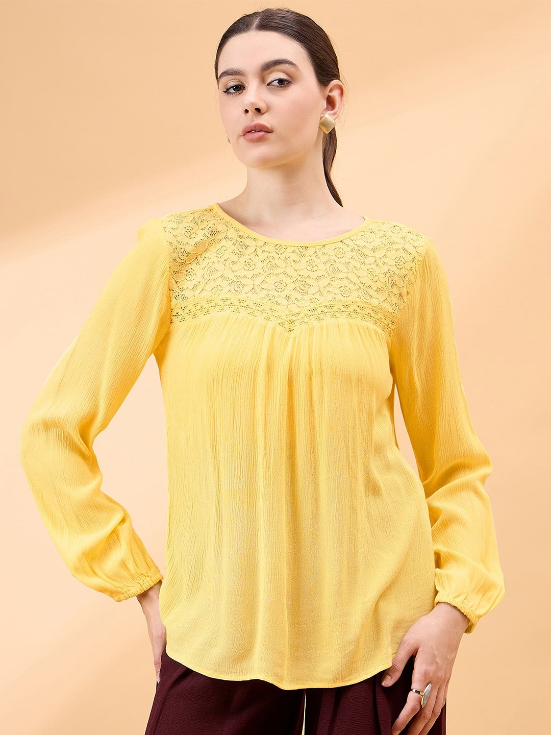 

all about you Crepe Top, Yellow