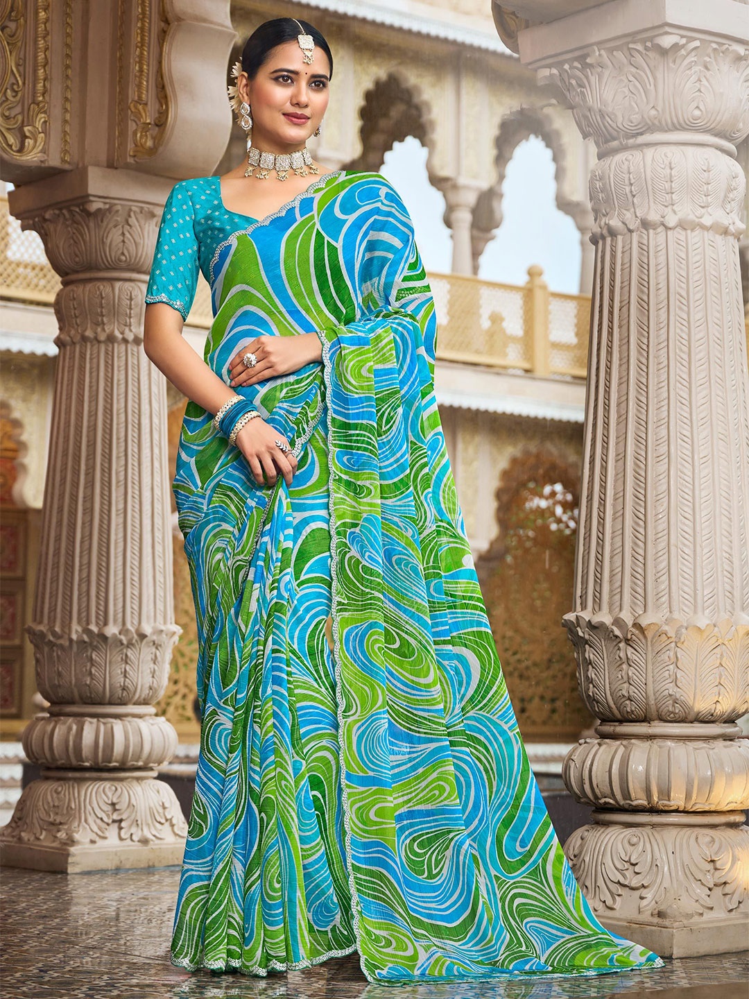 

Laxmipati Zari Saree, Green