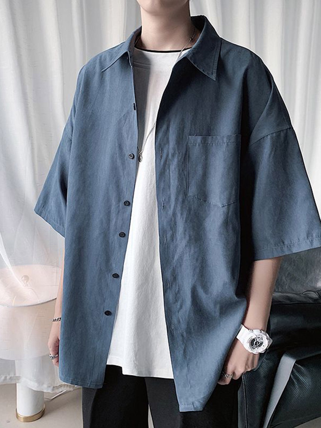 

StyleCast Men Opaque Striped Casual Shirt, Blue