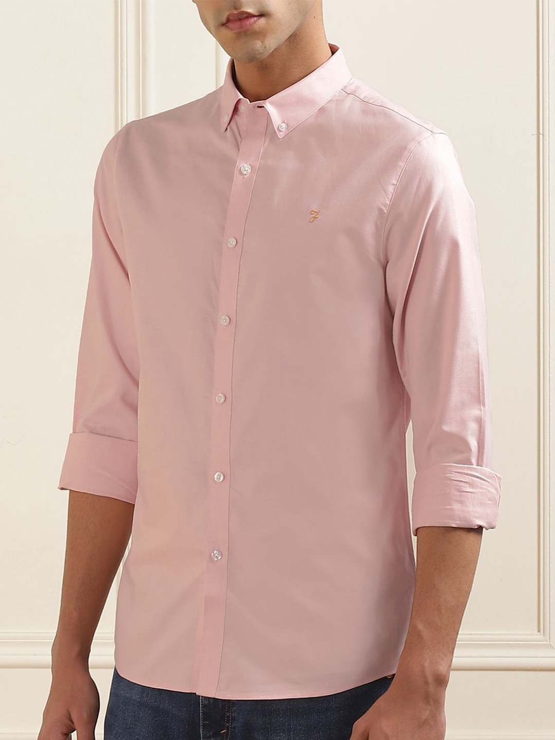 

Farah Men Slim Fit Opaque Casual Shirt, Pink