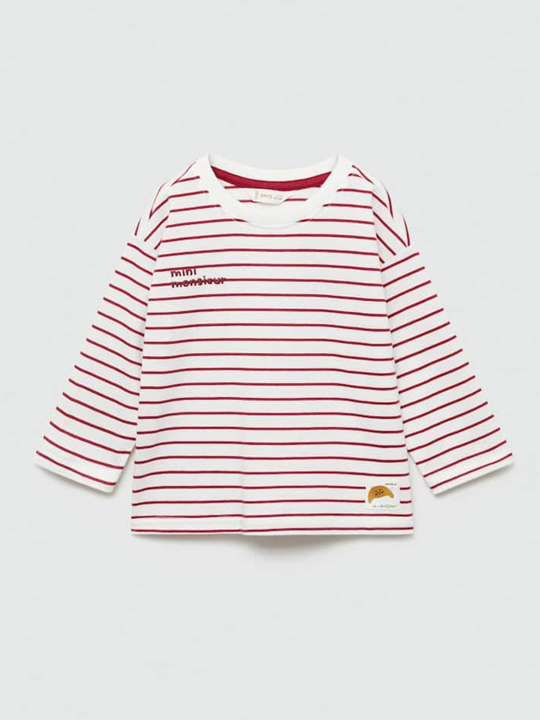 

Mango Kids Boys Pure Cotton Striped Embroidered Detail T-shirt, White