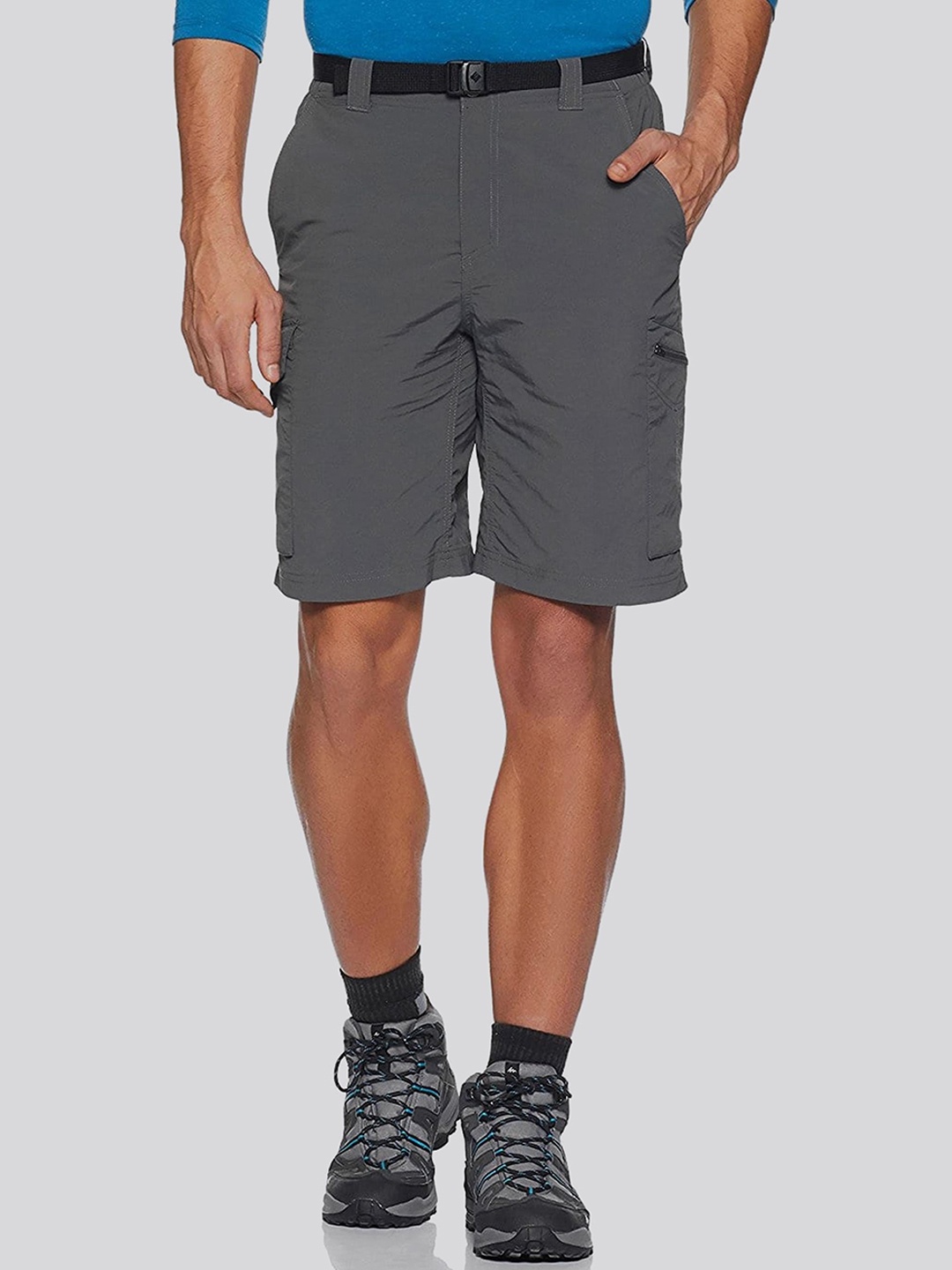 

Columbia Men Solid Mid Rise Ridge Cargo Shorts, Grey
