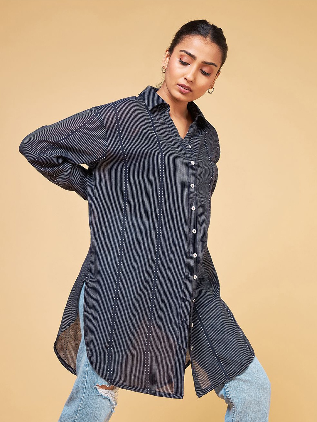 

Saaki Women Comfort Opaque Casual Shirt, Blue