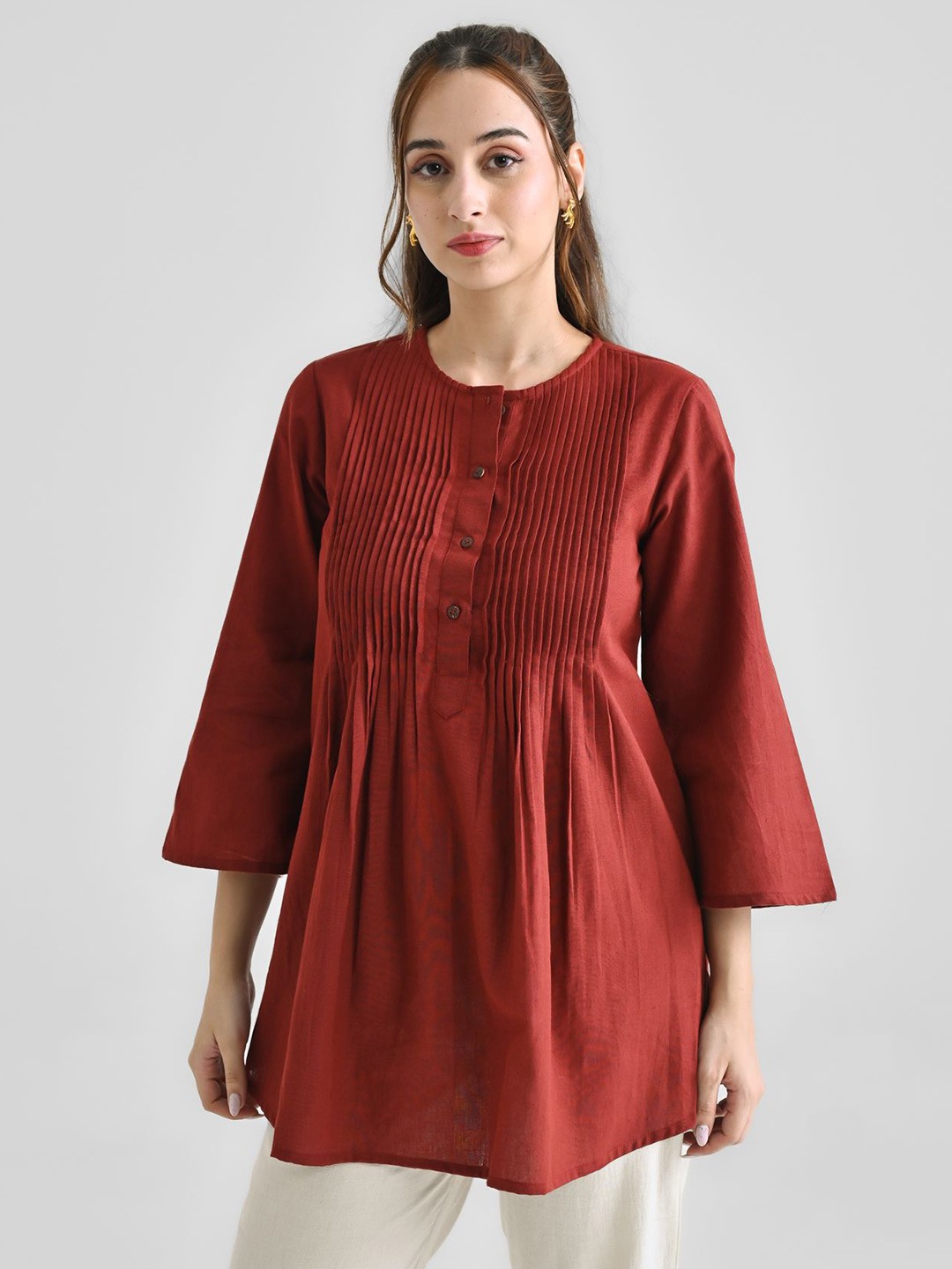 

Rustorange Pure Cotton Kurti, Rust