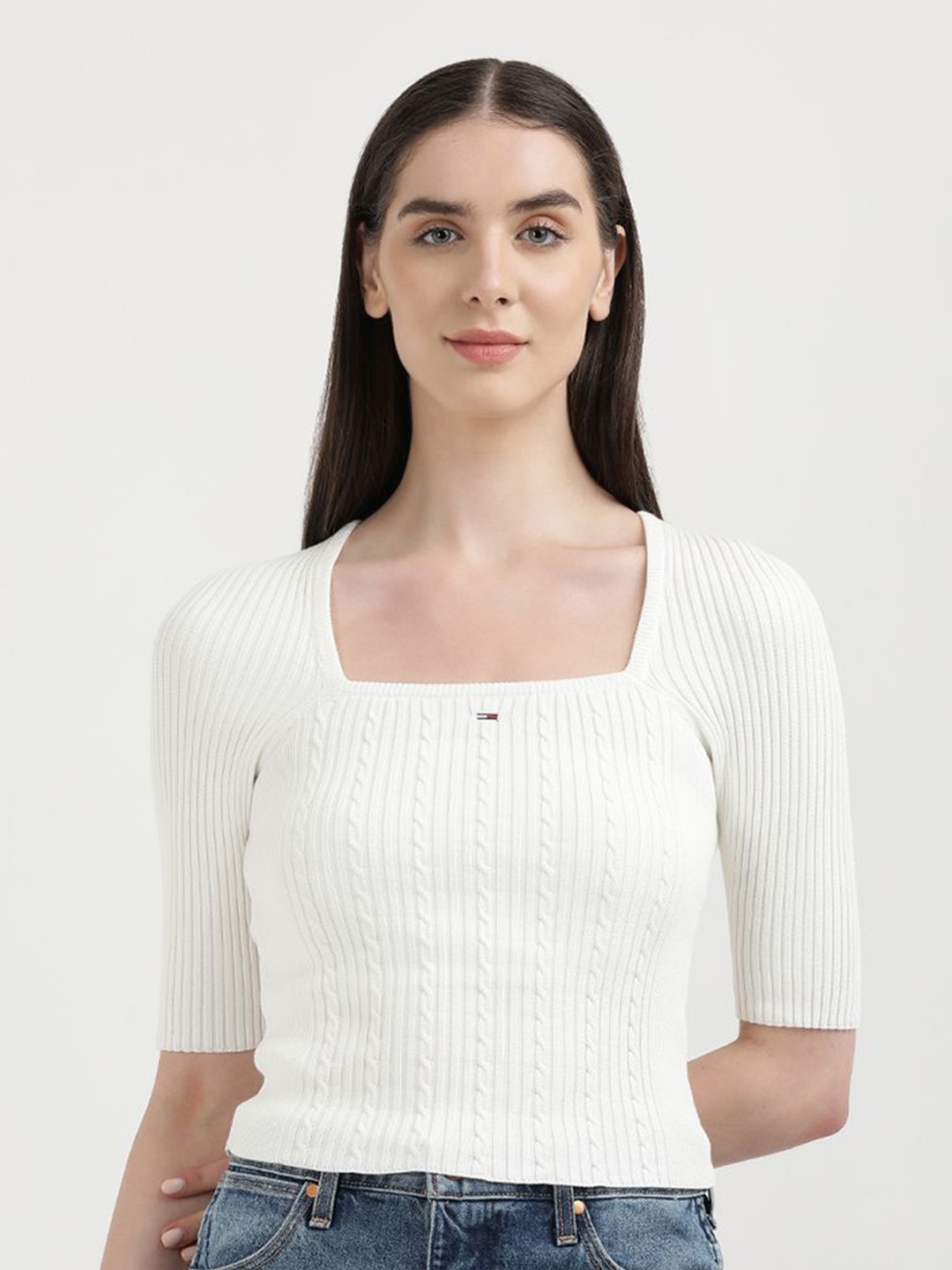 

Tommy Hilfiger Women Ribbed Pullover, White