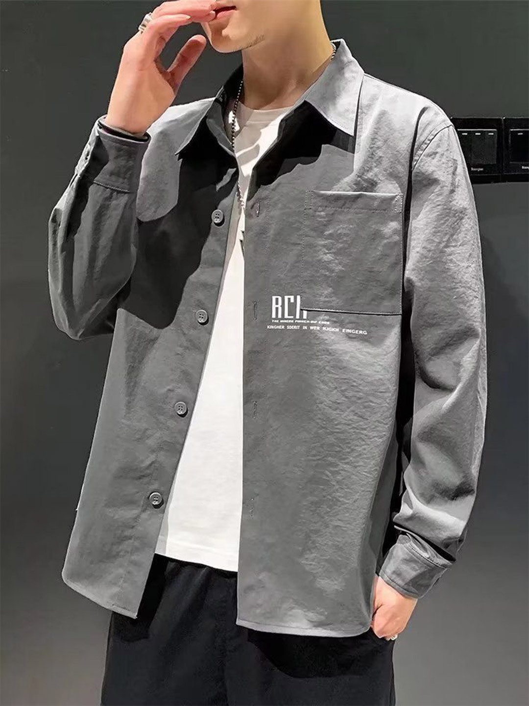 

StyleCast Men Opaque Casual Shirt, Charcoal