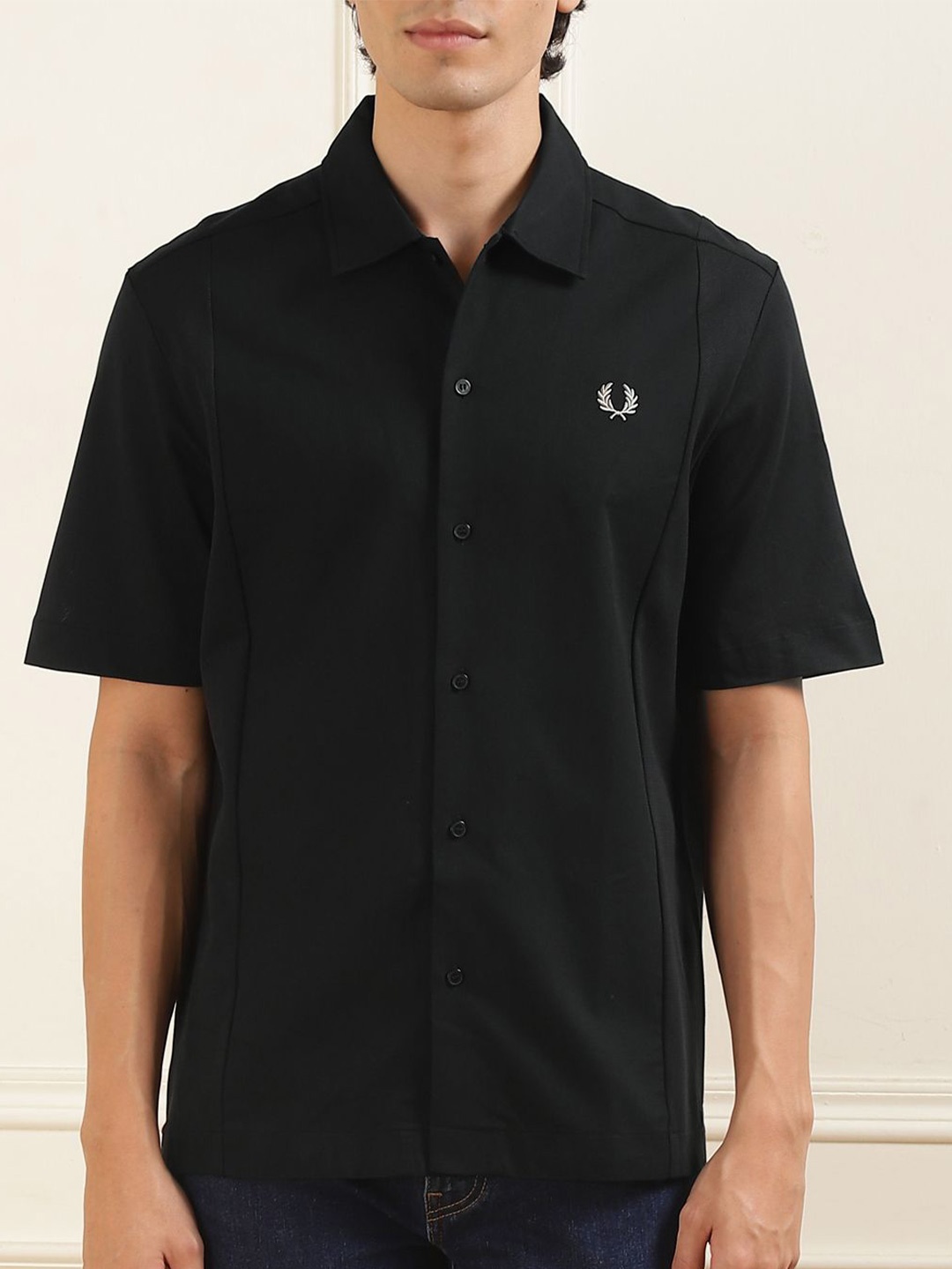 

Fred Perry Men Slim Fit Opaque Casual Shirt, Black