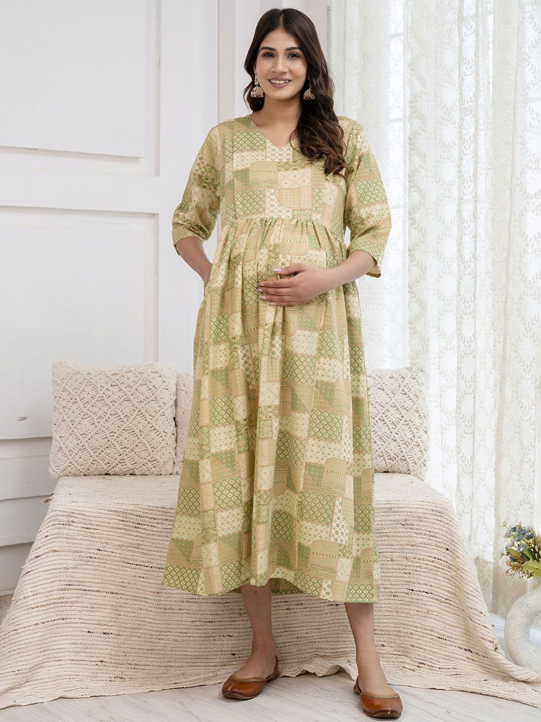 

Nayo Print Maternity Maxi Dress, Green