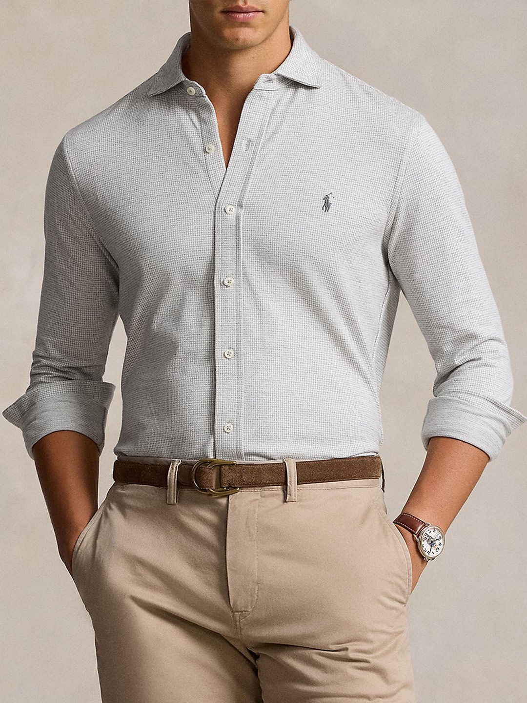 

Polo Ralph Lauren Checked Pure Cotton Jersey Shirt, Grey