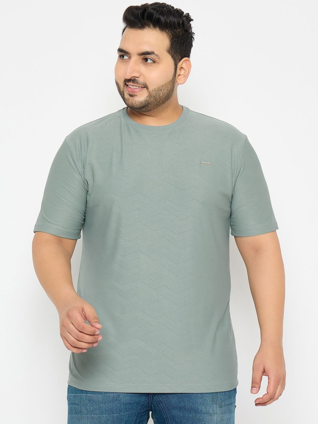 

Parcel Yard Men Plus Size Solid Round Neck Cotton Relaxed Fit T-Shirt, Grey