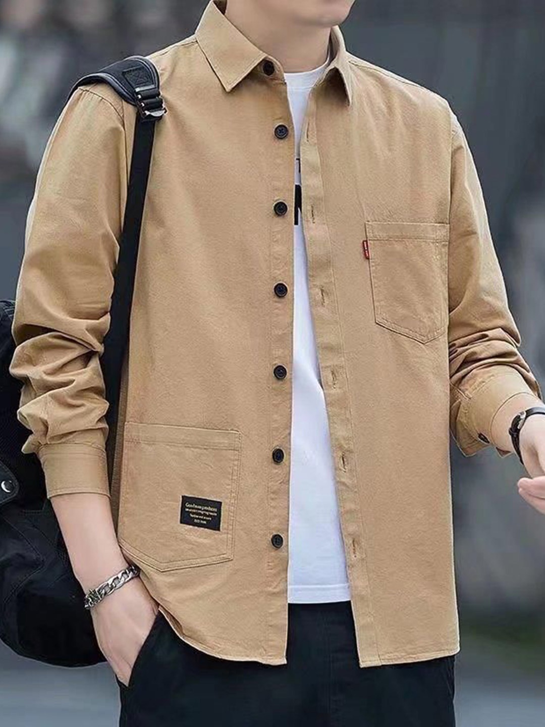 

StyleCast Men Opaque Casual Shirt, Khaki