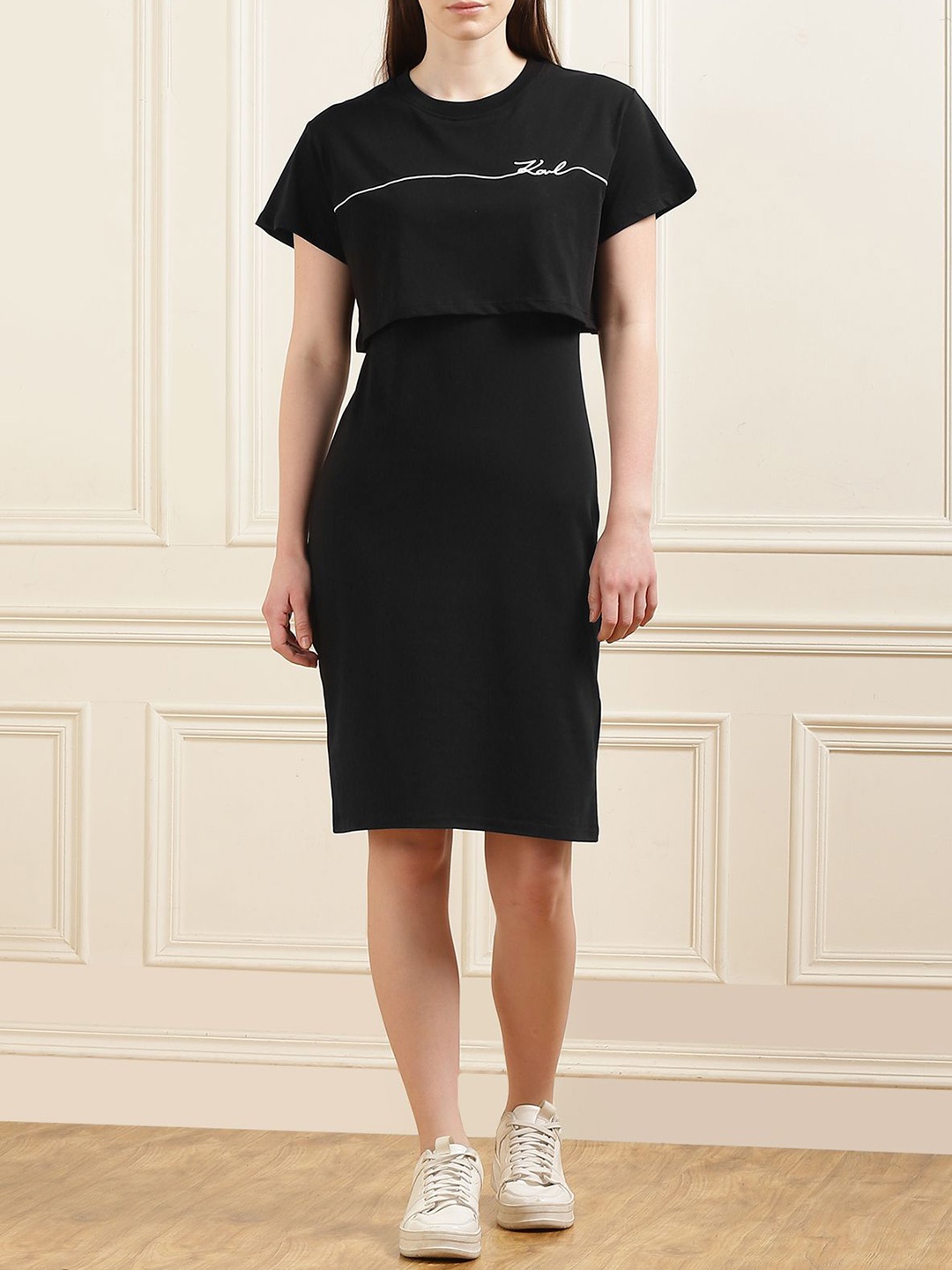 

Karl Lagerfeld Women Sheath Midi Dress, Black