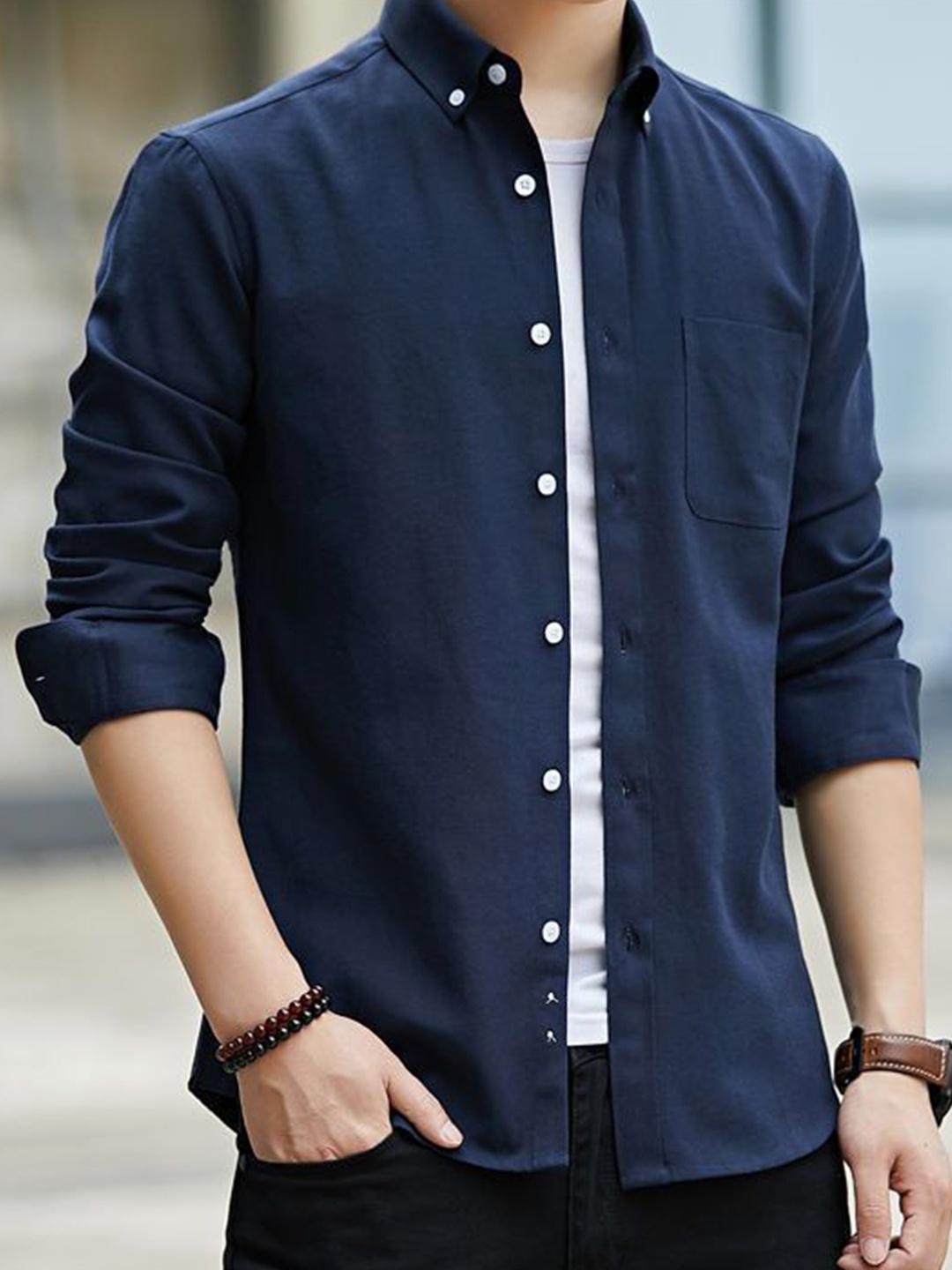 

StyleCast Men Slim Fit Opaque Casual Shirt, Navy blue