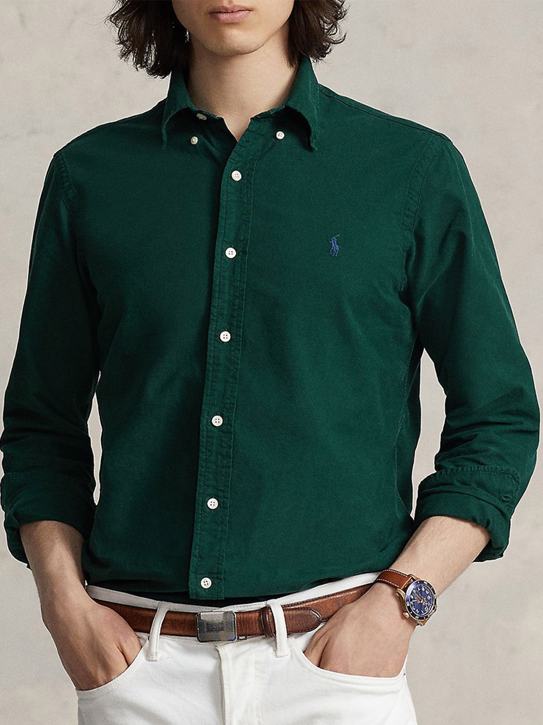 

Polo Ralph Lauren Men Custom Fit Garment-Dyed Oxford Shirt, Green