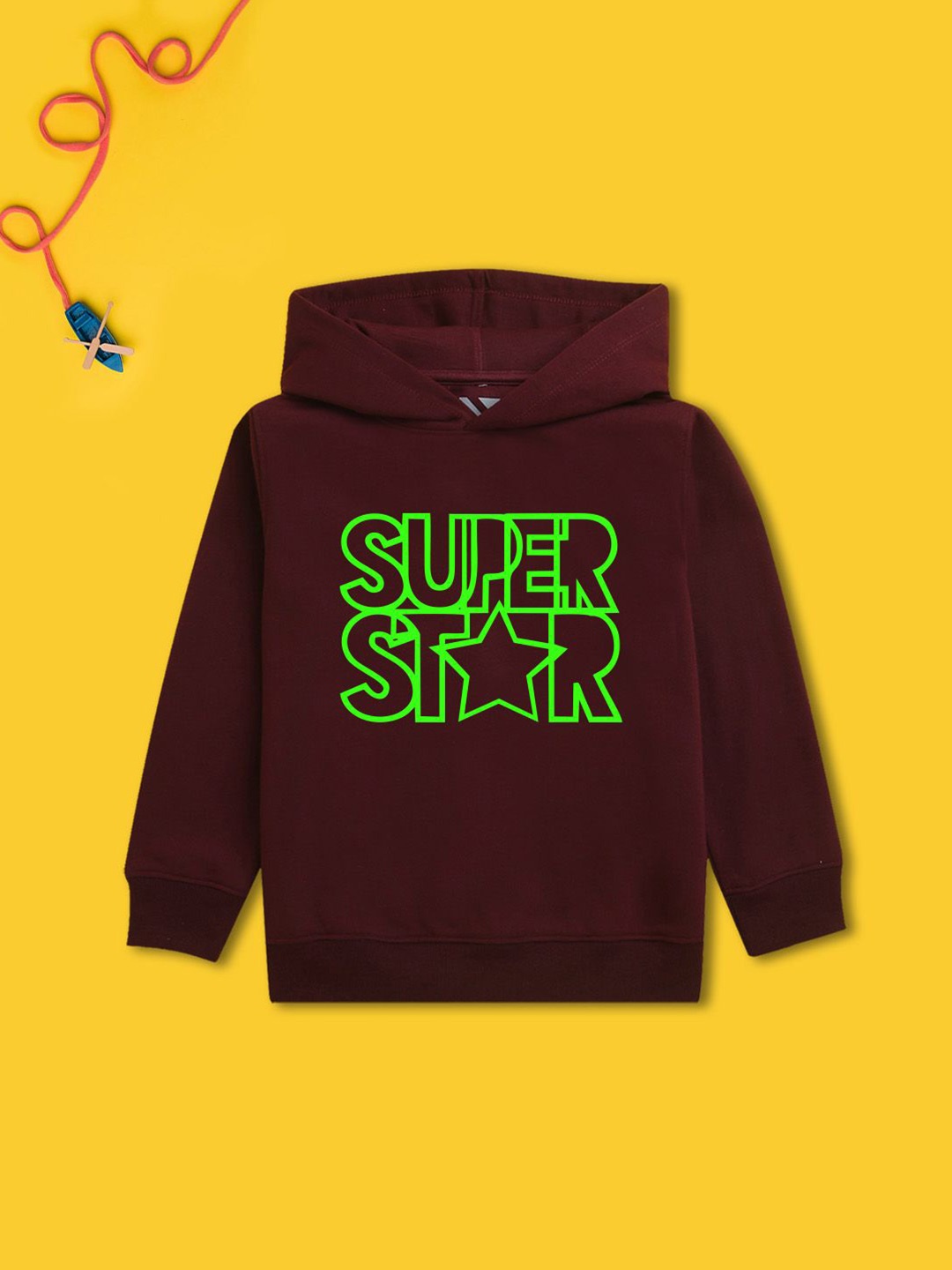 

NUSYL Boys Printed Hooded Sweatshirt, Maroon