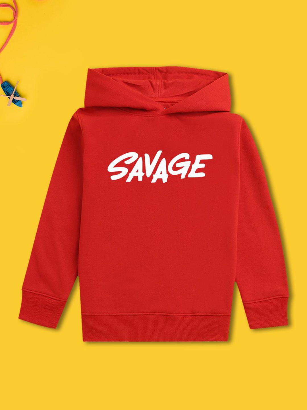 

NUSYL Boys Printed Hooded Sweatshirt, Red
