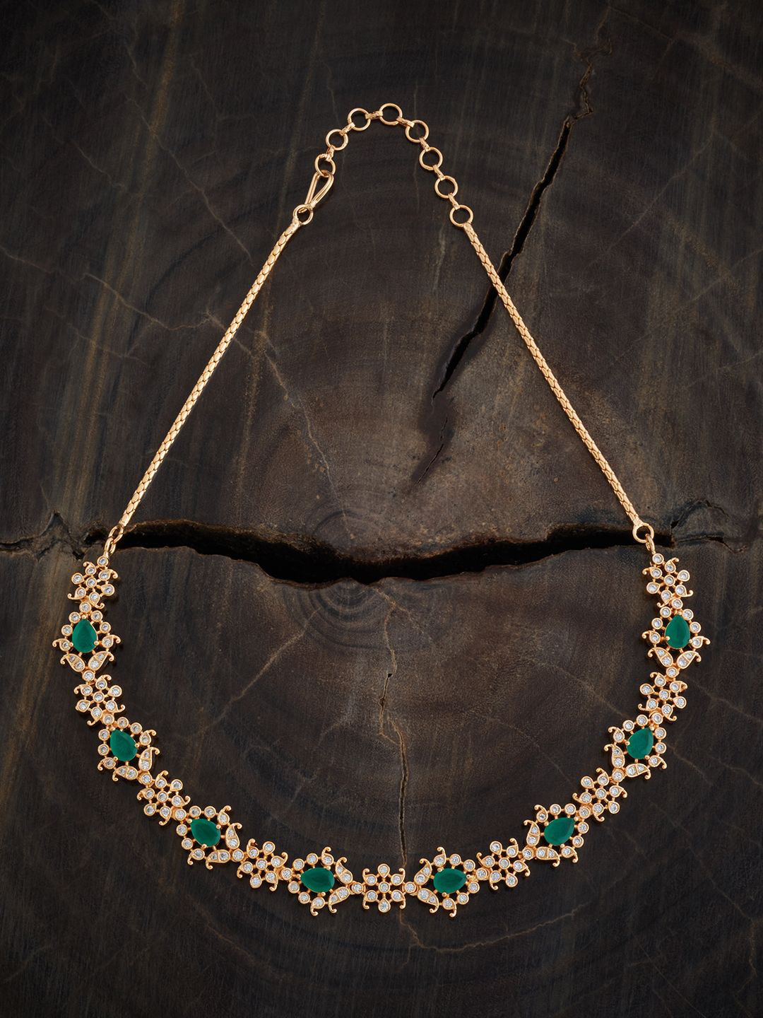 

Kushal's Fashion Jewellery Copper Gold-Plated Cubic Zirconia Necklace